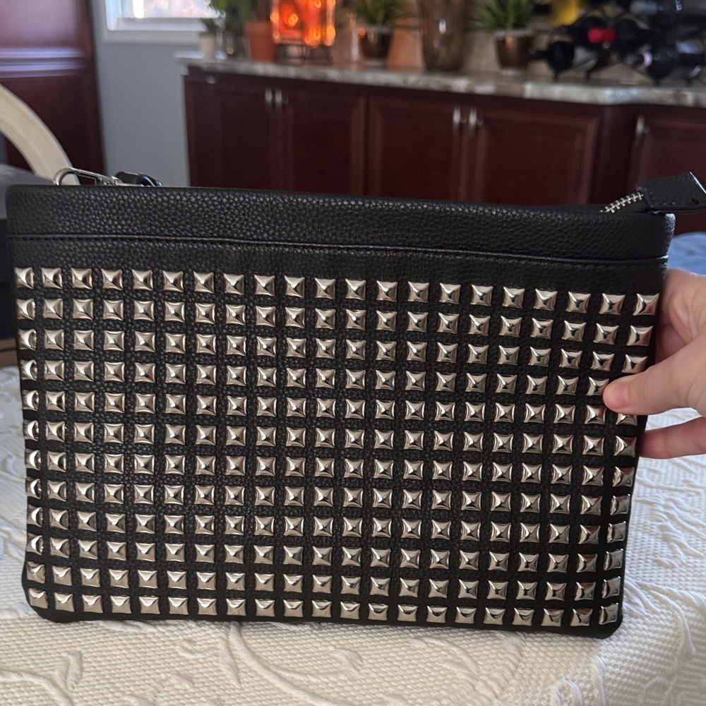 Studded Black Clutch wristlet